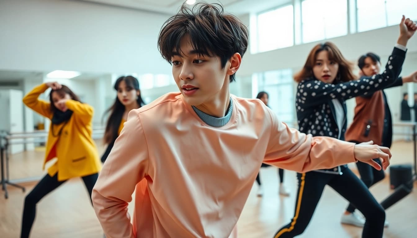 Catch the latest bts news with BTS performing energetic dance routines in a stylish dance studio.