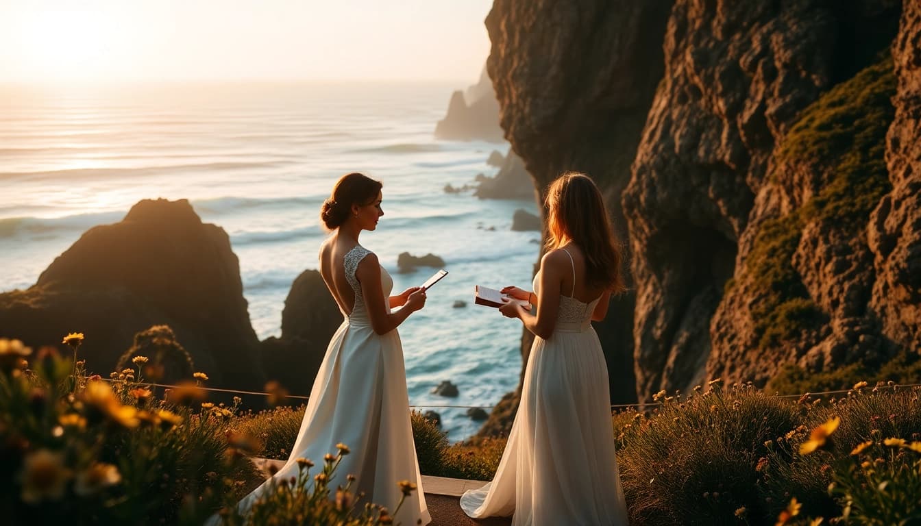 Stunning Big Sur wedding photography depicting a couple's vows with ocean cliffs.