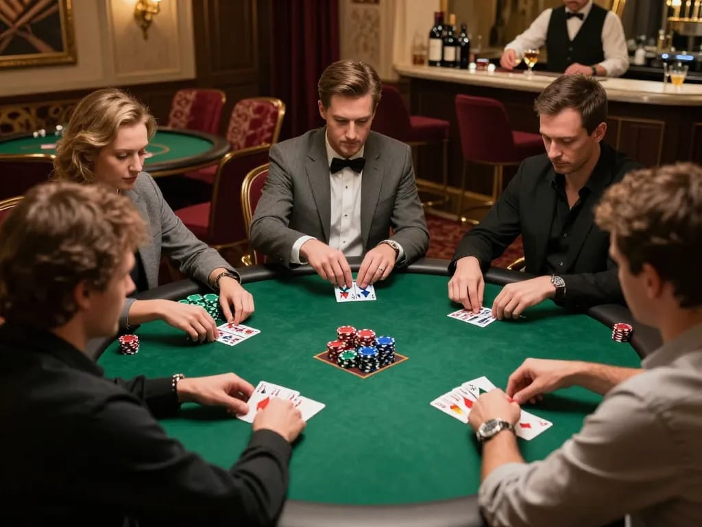 Players engage in an intense poker game at TT88, highlighting focused gameplay and strategic betting.