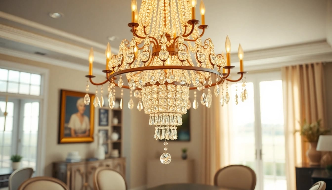 Enhance your space with a stunning island chandelier featuring cascading glass elements.