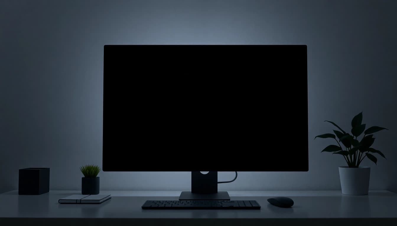 Display of a schermo nero on a modern workspace promoting eye comfort and energy efficiency.