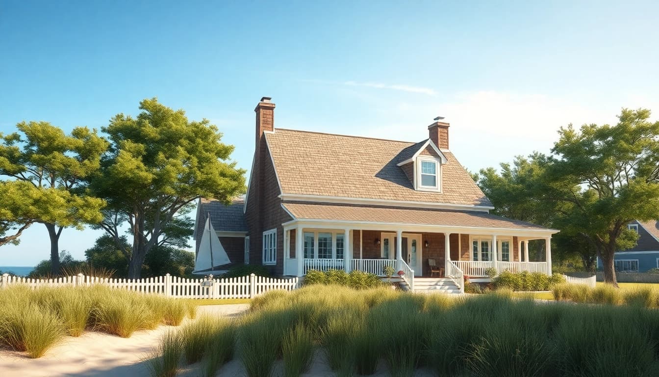 Stunning cape cod home set in a serene coastal environment with inviting architecture.