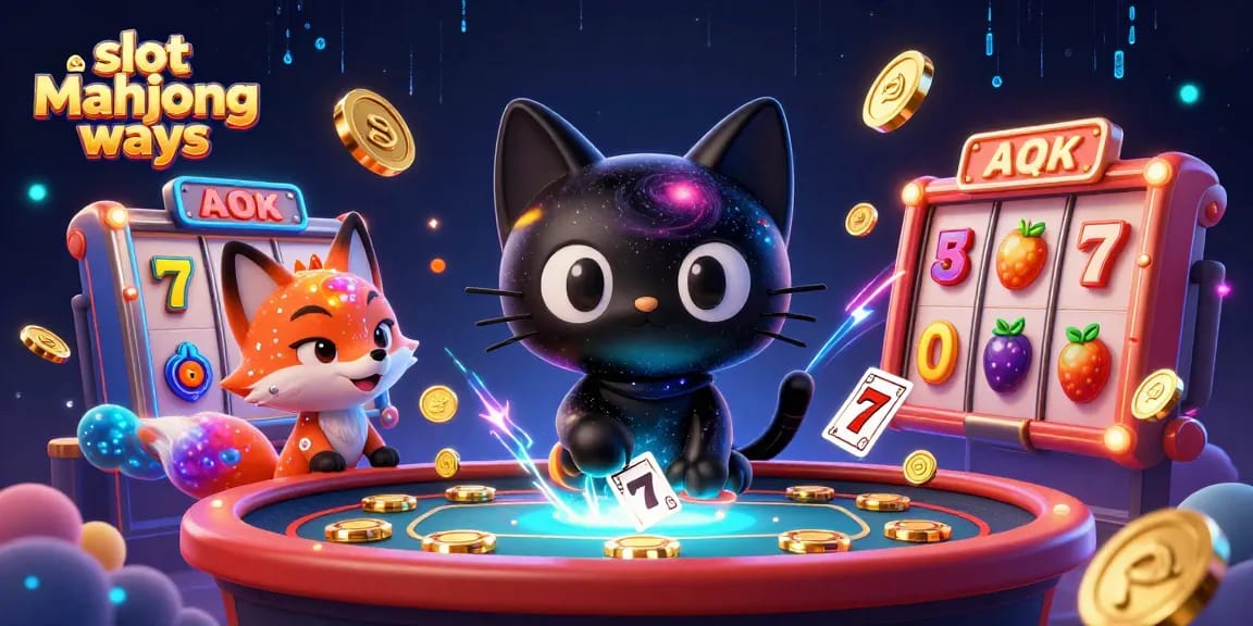 Experience the thrills of slot mahjong ways with a cosmic theme featuring animated characters and vibrant casino elements.