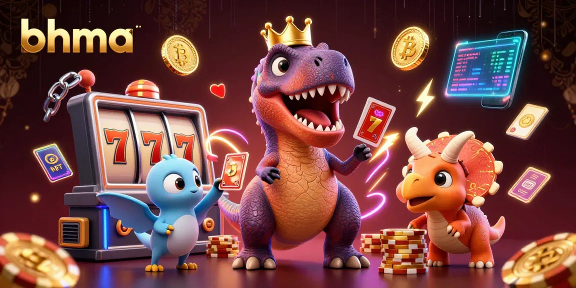 bhma showcases a fun T-Rex card dealer and friends in vibrant 3D casino scene