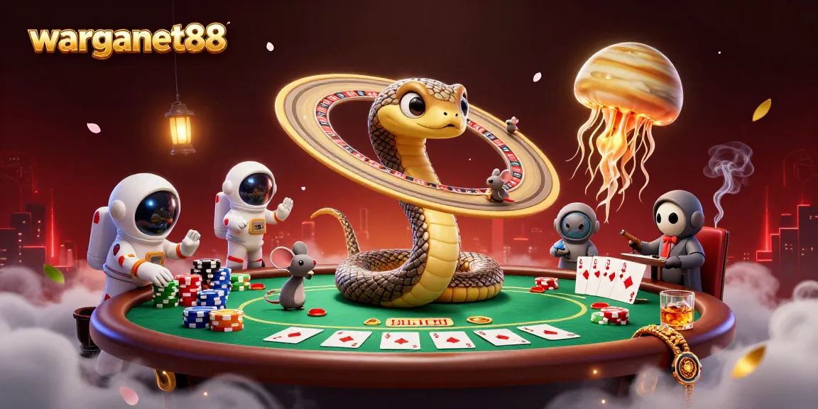Place bets on warganet88's exciting slot games, featuring colorful characters and casino elements.