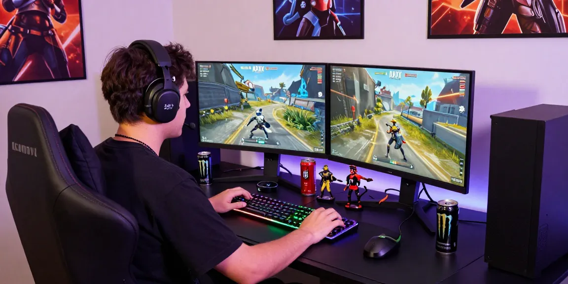 Apex Legends ESP in action on dual screens, showcasing gameplay and immersive gaming environment with collectibles.