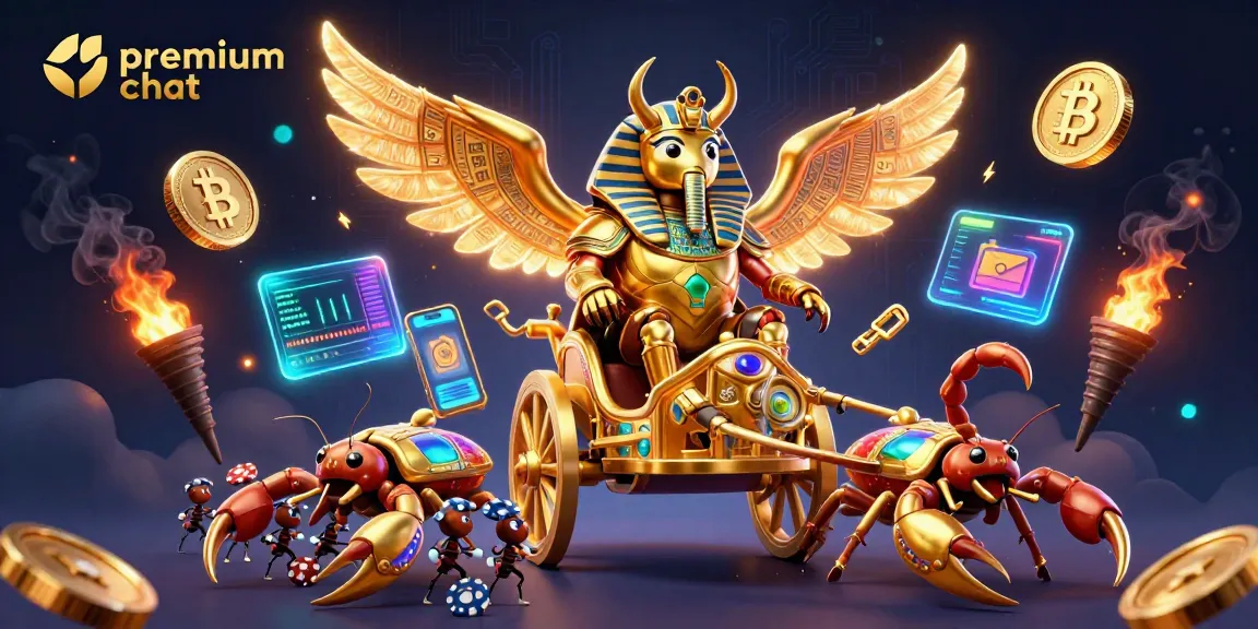 Engage in premium chat with verified users and secure bitcoin elements around a vibrant gambling scene.