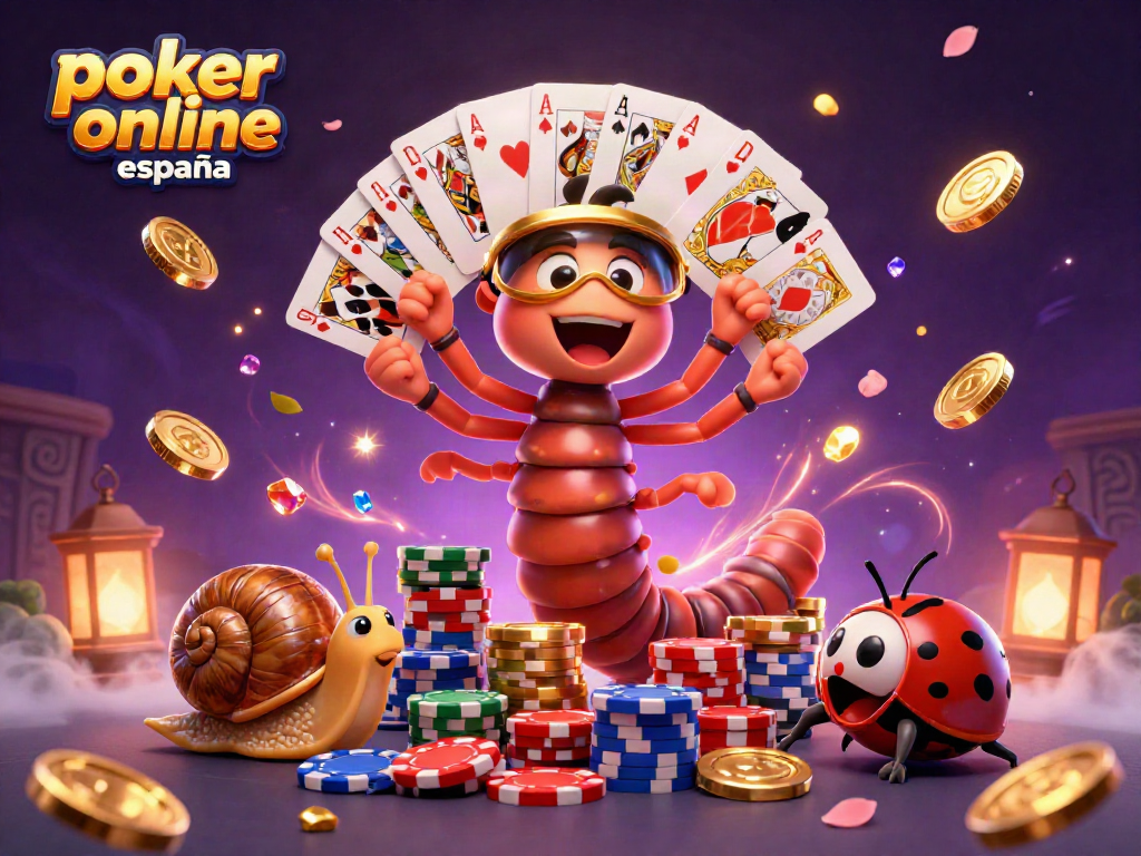 Disfruta de póker online España en una emocionante escena de póker con cartas y fichas vibrantes