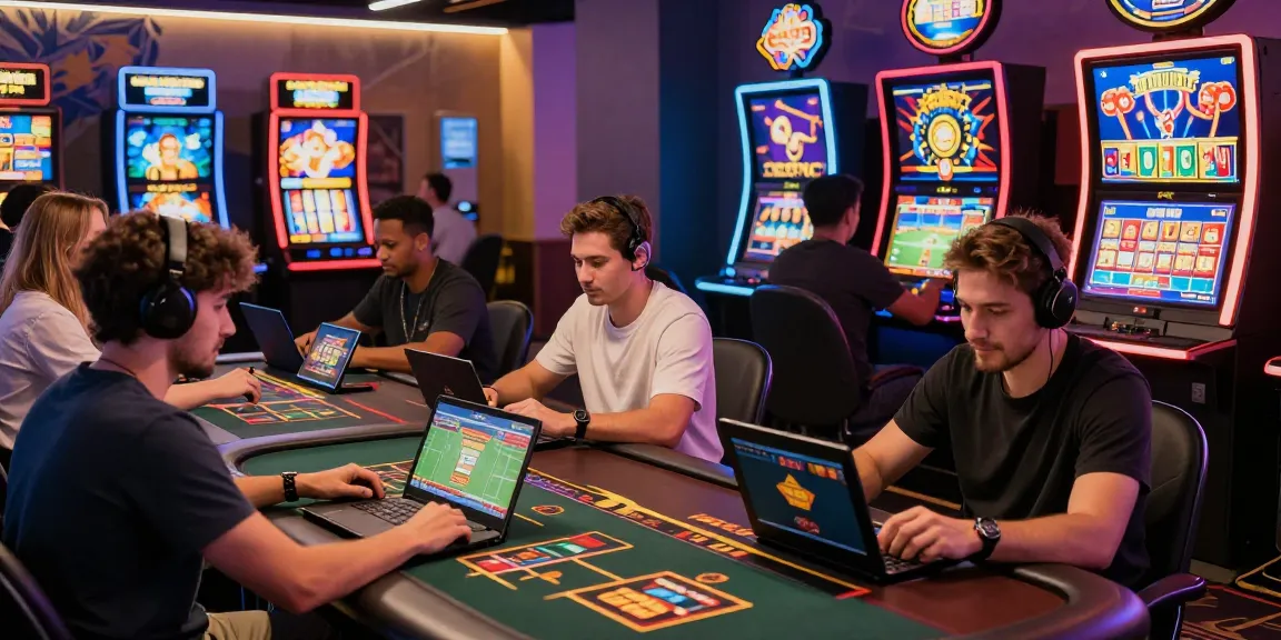 Players at credit card casinos immersed in live dealer games and slots, showcasing an engaging gaming atmosphere.