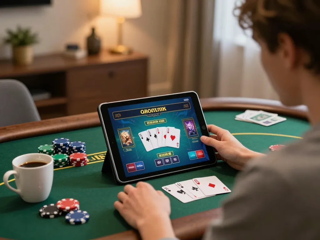 Engaging gameplay with sunwinapk on tablet, showcasing strategy and fun in online poker.