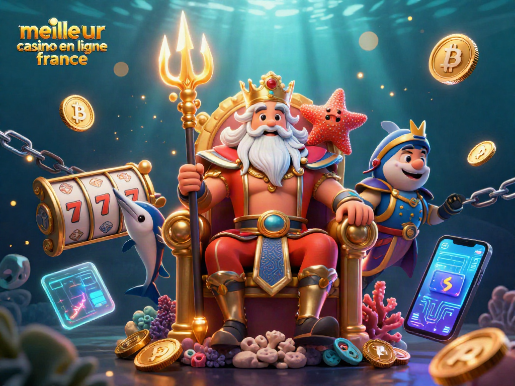 Jouez aux jeux de hasard dans le meilleur casino en ligne France avec un roi des mers et des éléments de crypto-monnaie.