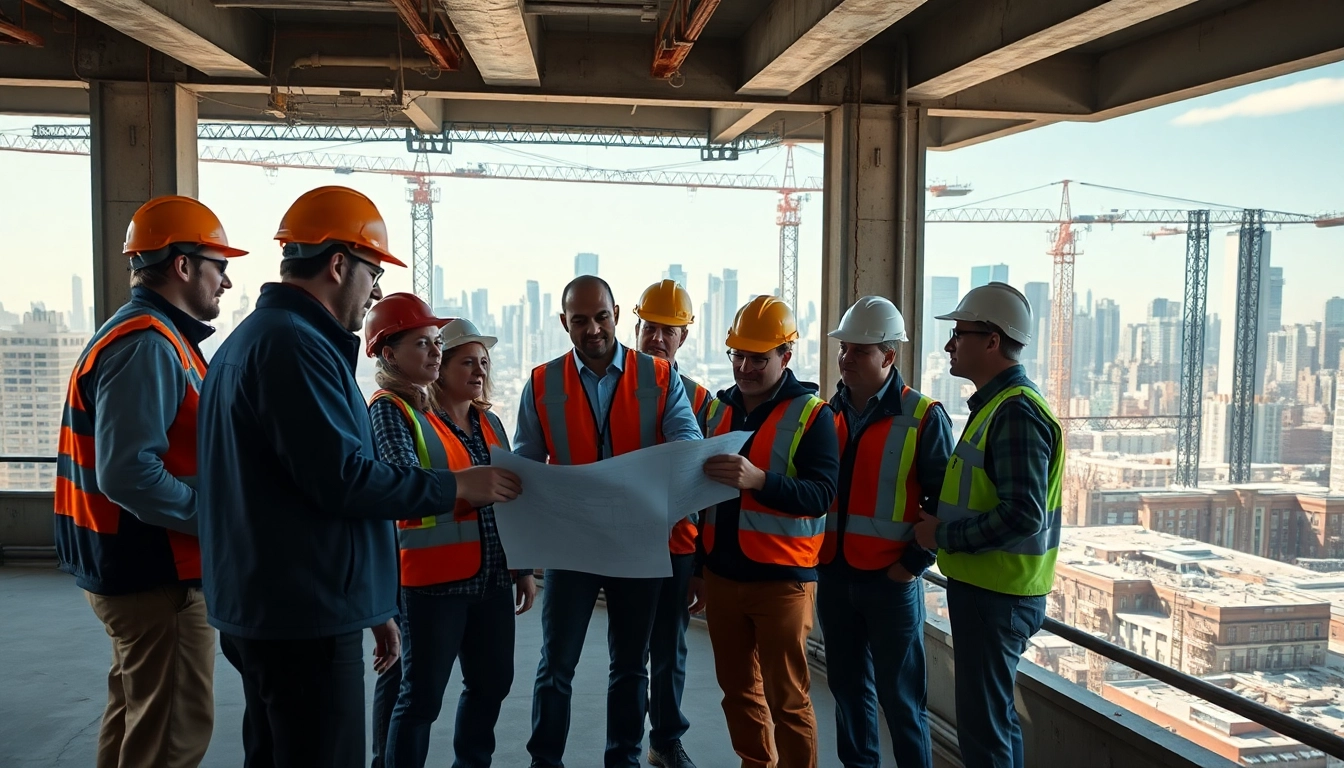 New York Commercial General Contractor team collaborating on a construction project.