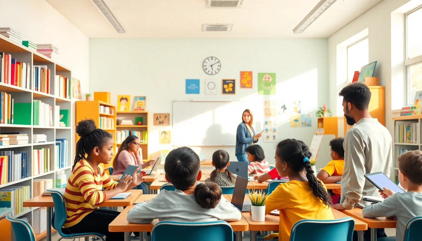 Engaging classroom scene showcasing education-based collaboration among diverse students.