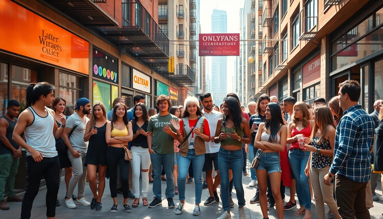 OnlyFans Nearby Creators engaging with their audience in a vibrant urban setting.