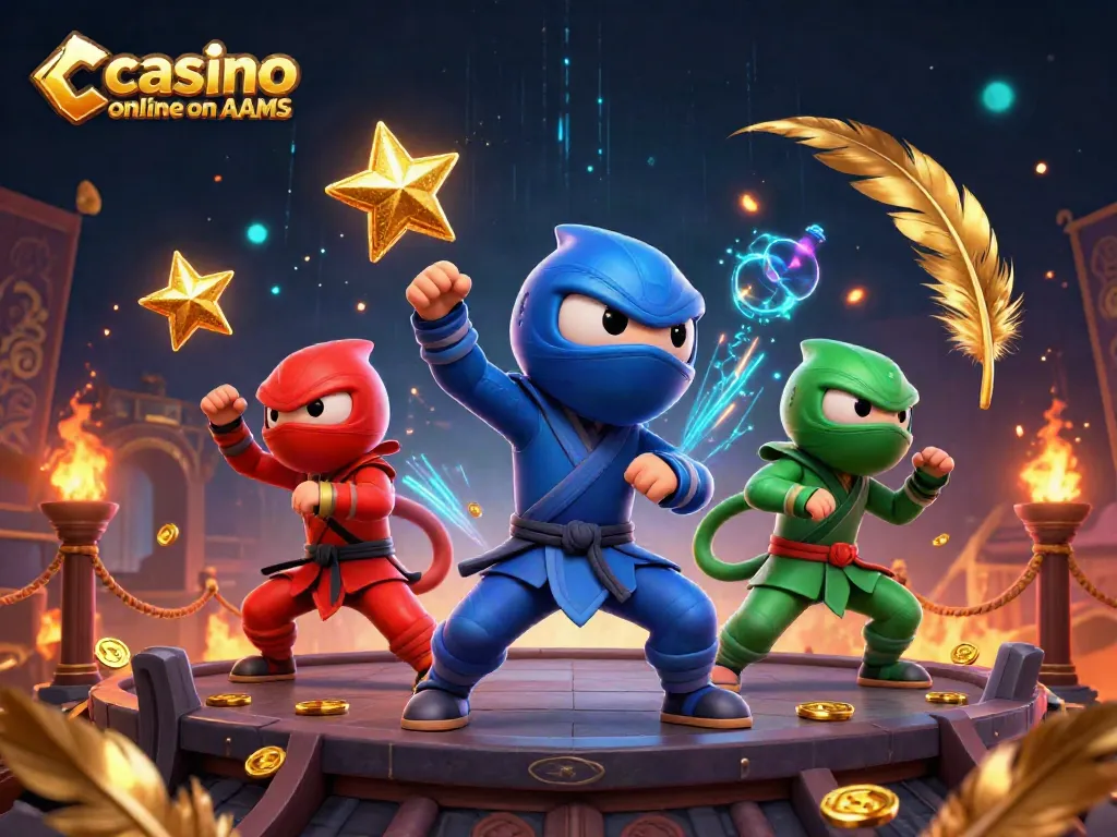 Scopri i migliori casino online non AAMS mentre i ninja svolgono acrobazie sul tetto con stelle dorate.