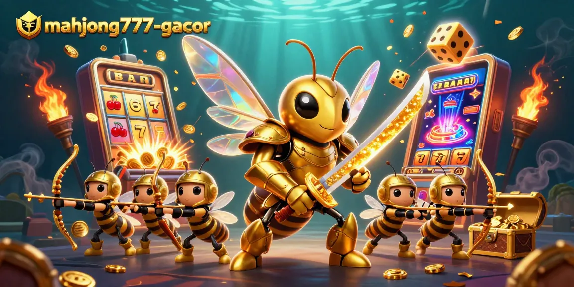 Engage in winning gameplay at mahjong777-gacor, where a dynamic scene showcases vibrant casino excitement and potential jackpots.