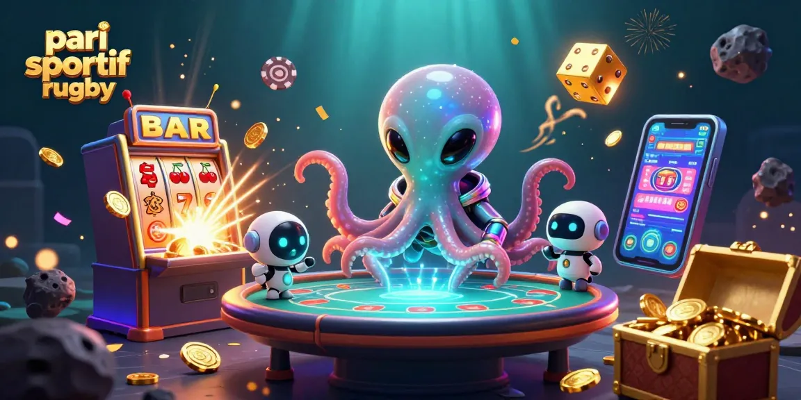 Pari sportif rugby : tentaculaire octopus et robot accompagnent des paris sportifs excitants et dynamiques.