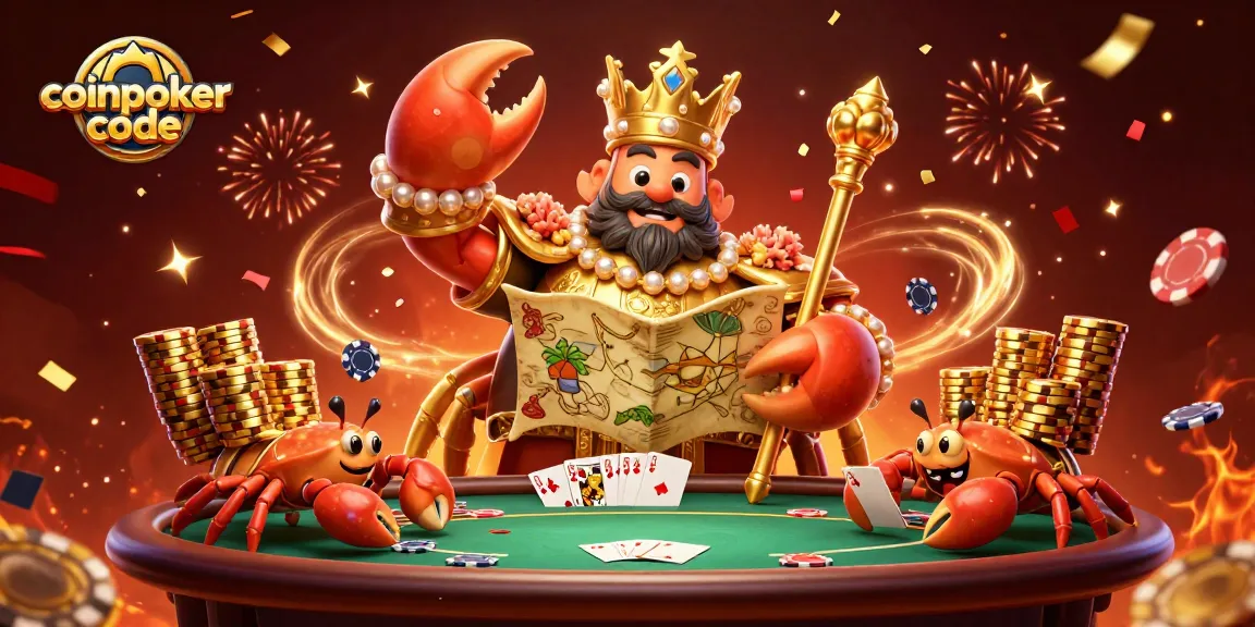 Jouez sur CoinPoker code pour découvrir une expérience de poker unique, avec un empereur crabe en or et des jetons volants.