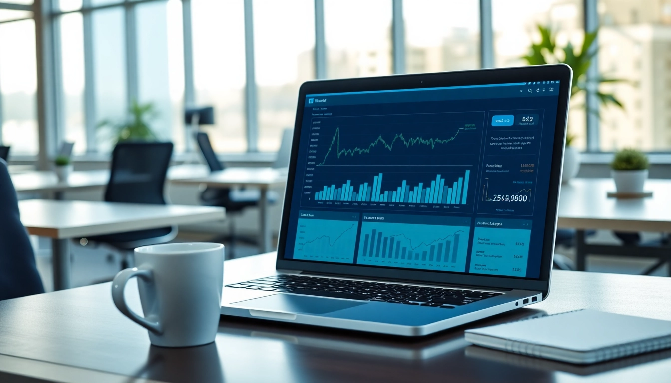 Analyze linkedin scraper pricing data on a laptop in a modern office setting.
