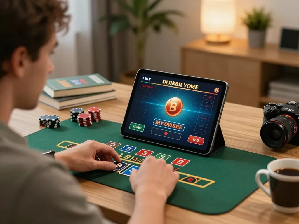 Migliori casino online esteri in action with a player engaging in live dealer blackjack during a cozy home session