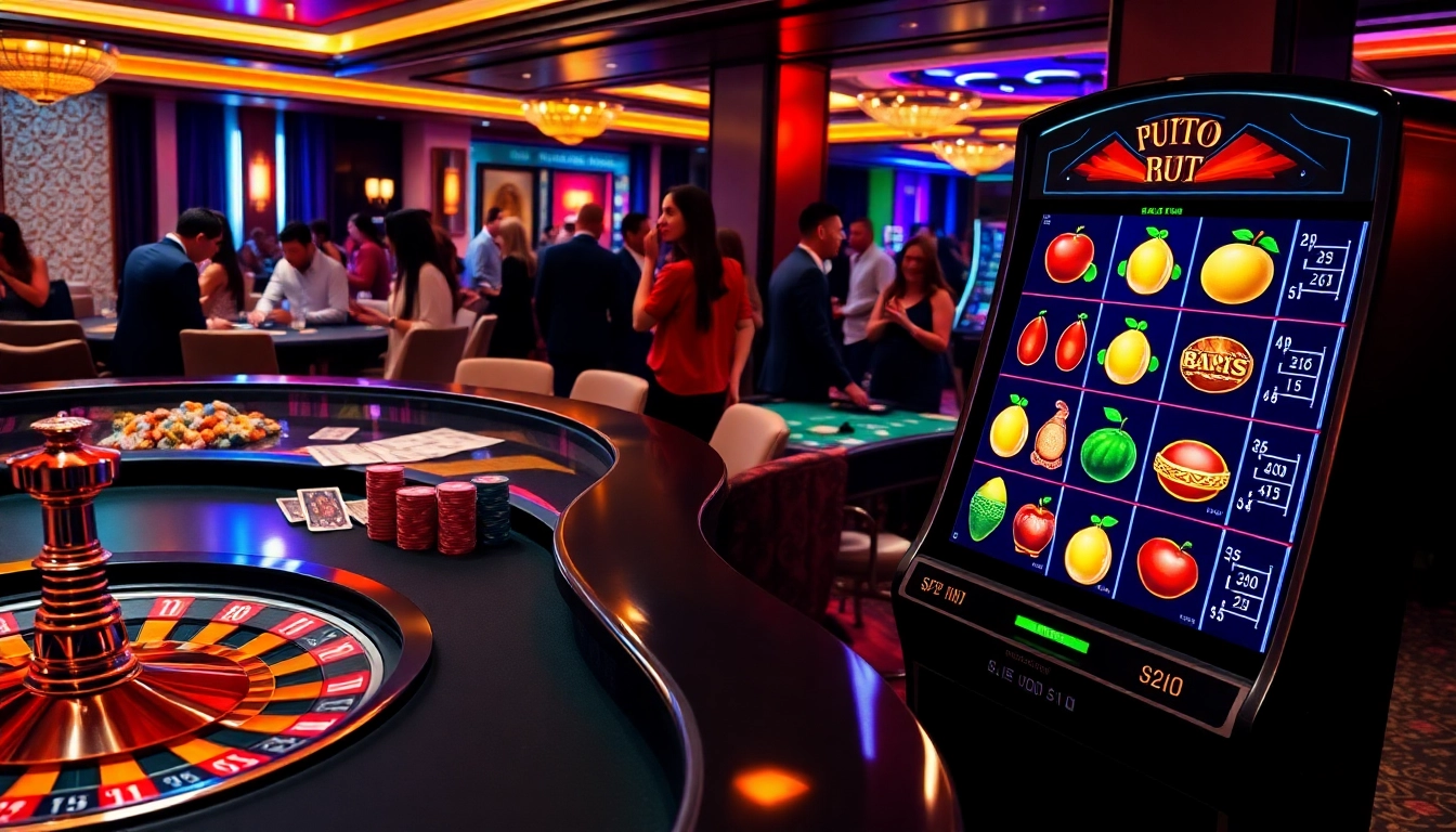 Plongez dans l'atmosphère passionnante d'un casino en ligne France fiable avec des joueurs excités et des éléments de jeu vibrants.