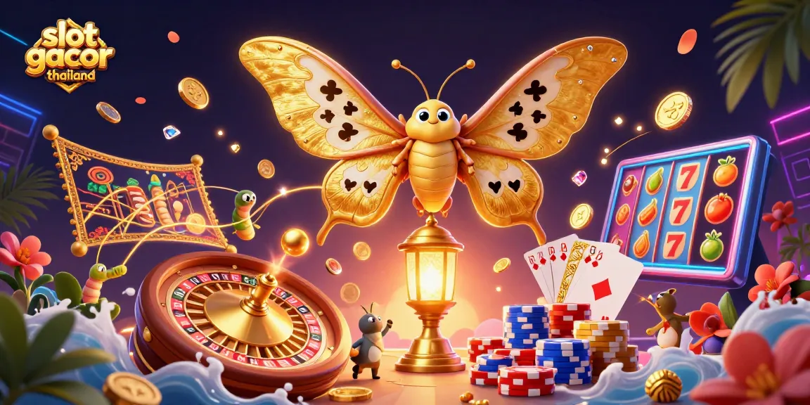 Experience the thrill of the slot gacor thailand with vibrant visuals of spinning reels, golden coins, and lively characters.