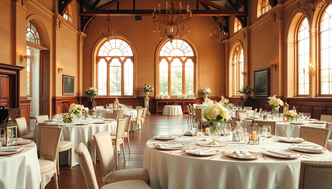 Stunning Jacksonville Wedding Venue decorated for a wedding ceremony with floral arrangements.