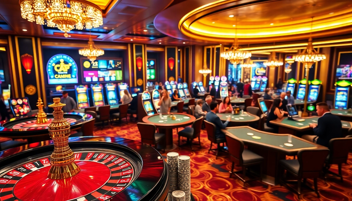 Scène engageante dans un environnement de casino luxueux présentant casino en ligne france fiable et une activité de jeu dynamique.