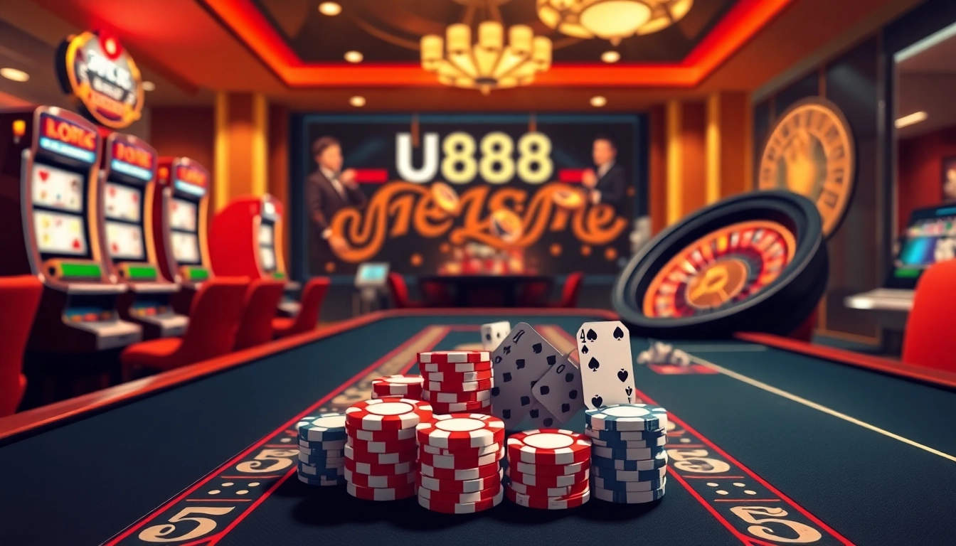 Experience the excitement of gambling at Link U888's vibrant casino tables and slot machines.