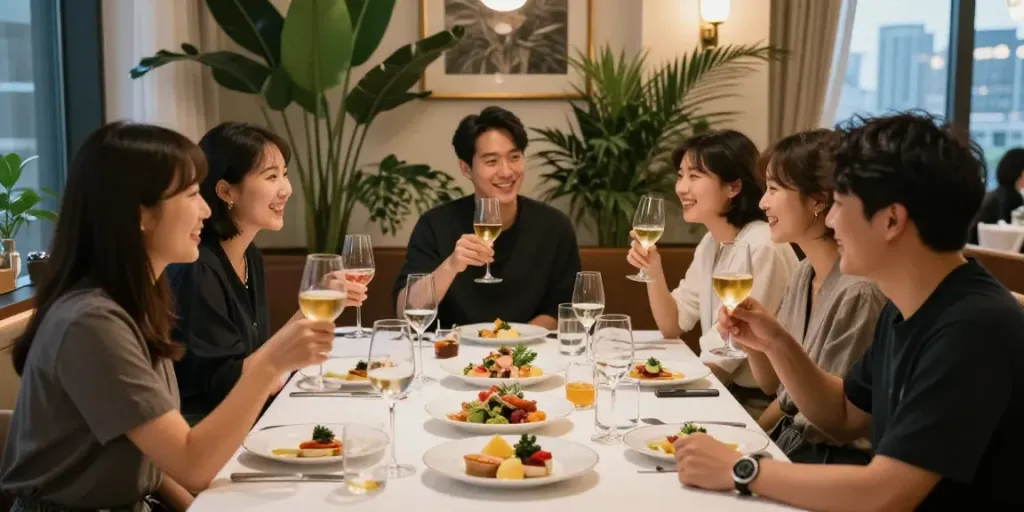 강남구구단 쩜오에서 즐거운 모임을 가진 친구들 모습