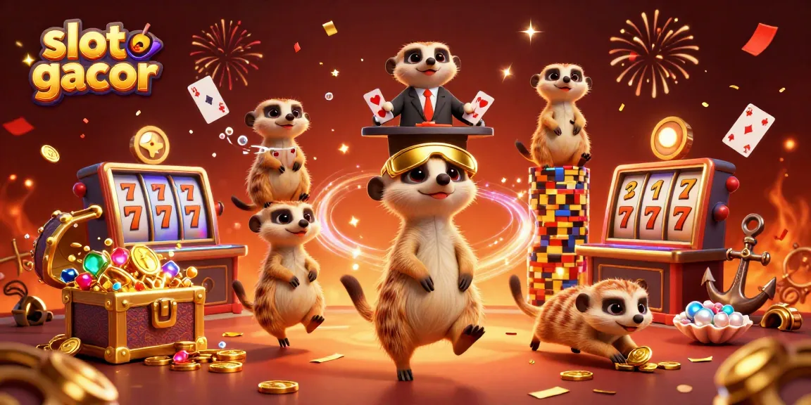 Slot gacor yang menarik dengan koloni meerkat yang mengelola kasino yang megah penuh kesenangan.