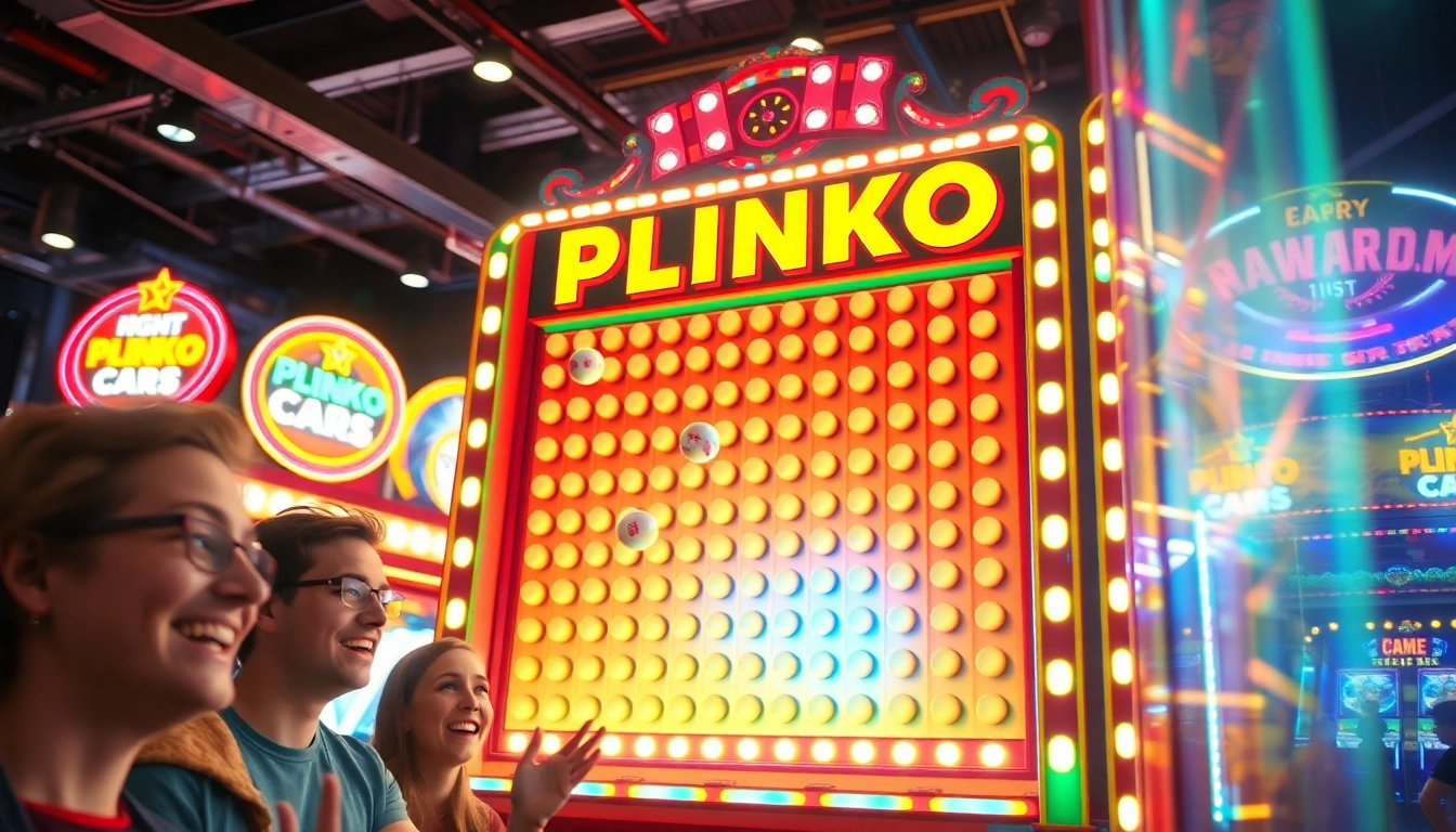 Game plinko demo yang menarik dengan bola yang jatuh dan pemain yang bersemangat.