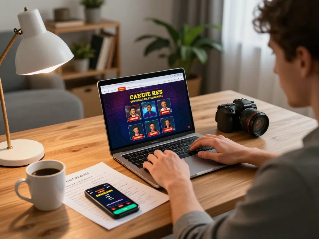 A player using a laptop for online gaming at home in an inviting setup featuring casino esteri che accettano italiani interface.