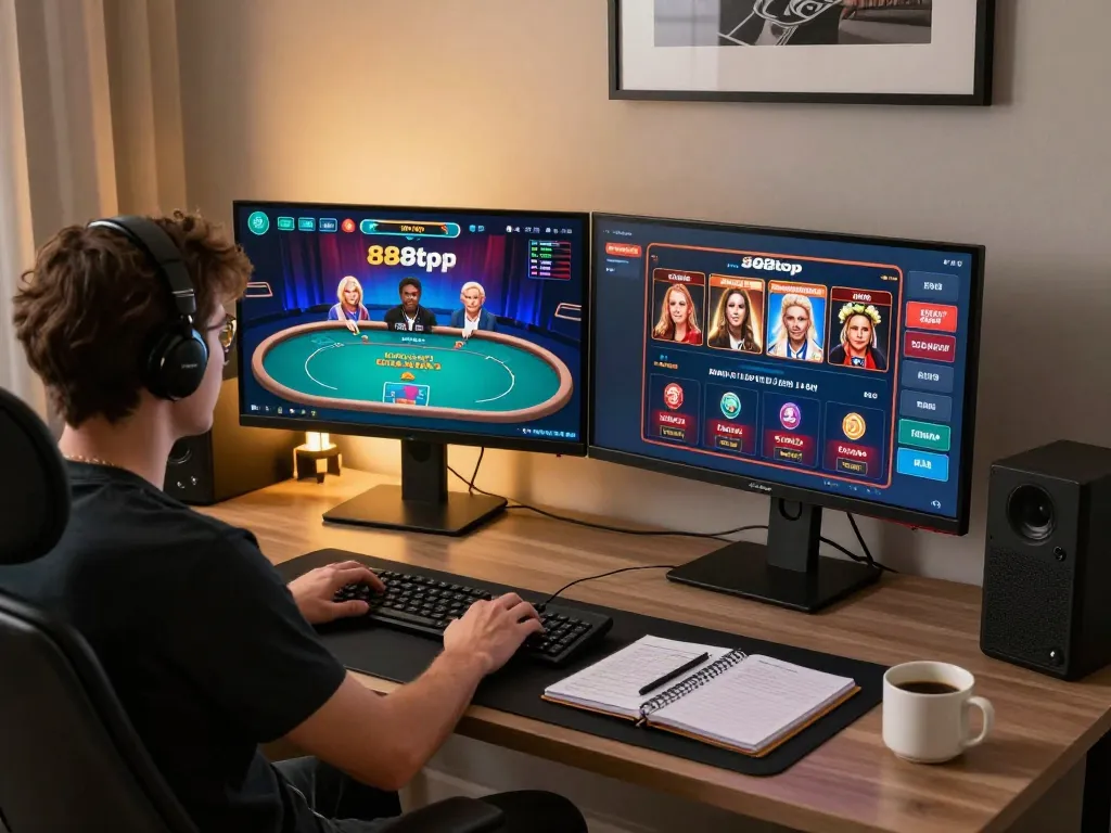 Play online casino games on 888top with an engaging home gaming setup