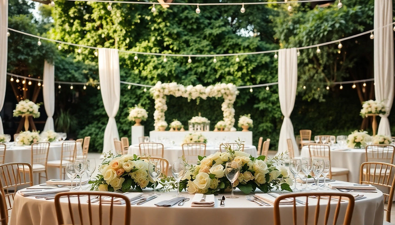 Showcasing stunning Wedding & Event Rentals in a romantic outdoor setup with elegant decor.