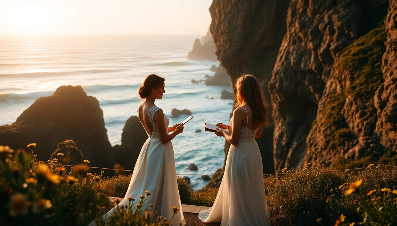 Stunning Big Sur wedding photography depicting a couple's vows with ocean cliffs.