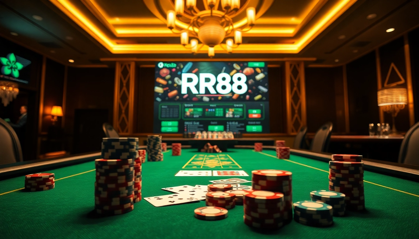 Experience the thrill of gambling at RR88 with vibrant casino gameplay and luxurious ambiance.