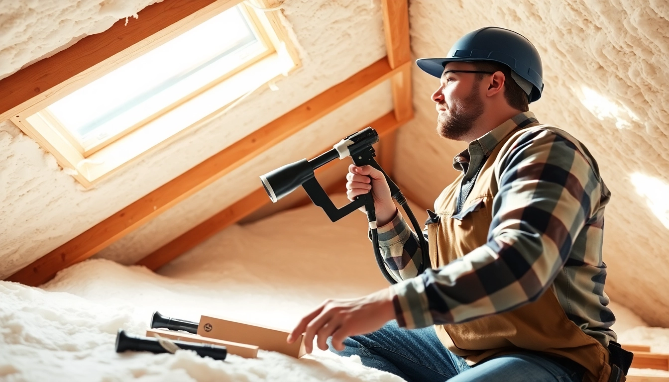 Inspecting problems with spray foam insulation during an attic renovation process signifies quality assurance.
