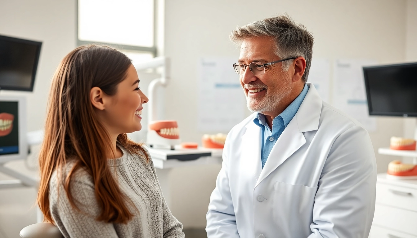 Orthodontist Edmonton consulting with a teenage patient in a bright, modern clinic.