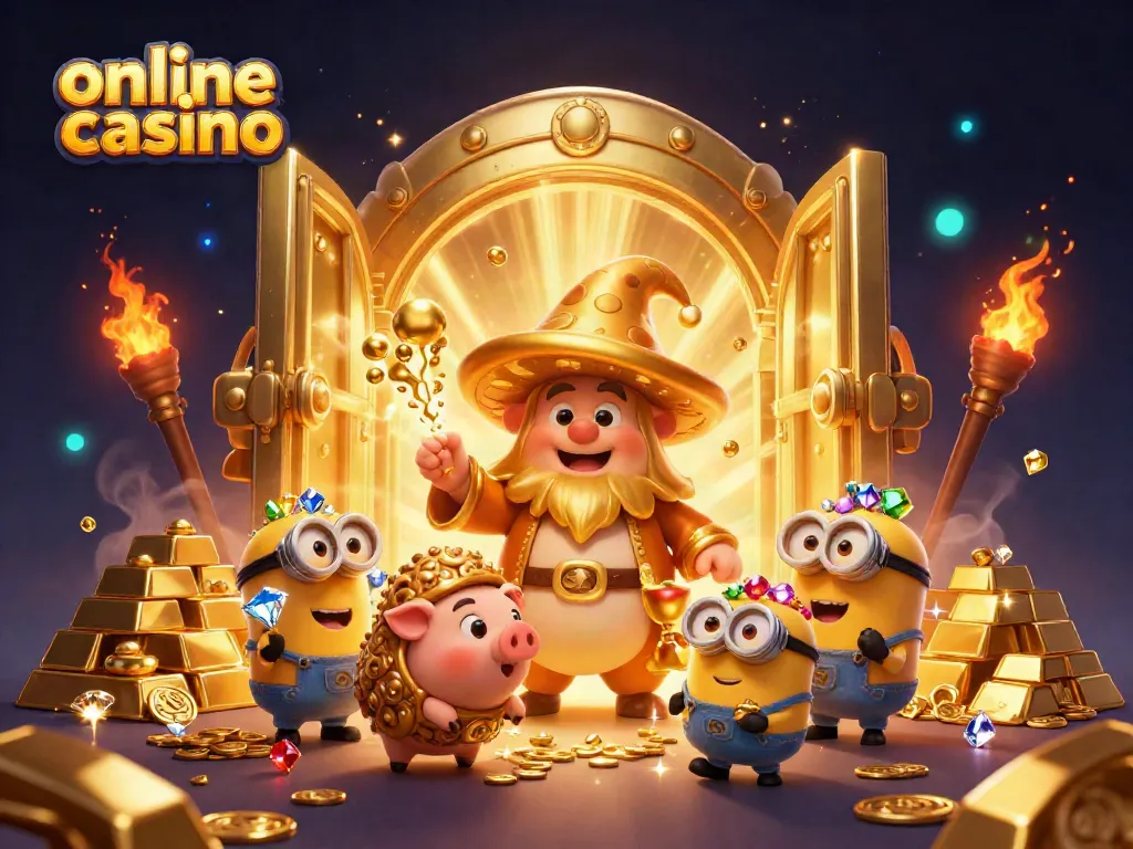 Juega en un emocionante online casino con un mago de hongo dorado y tesoros brillantes.