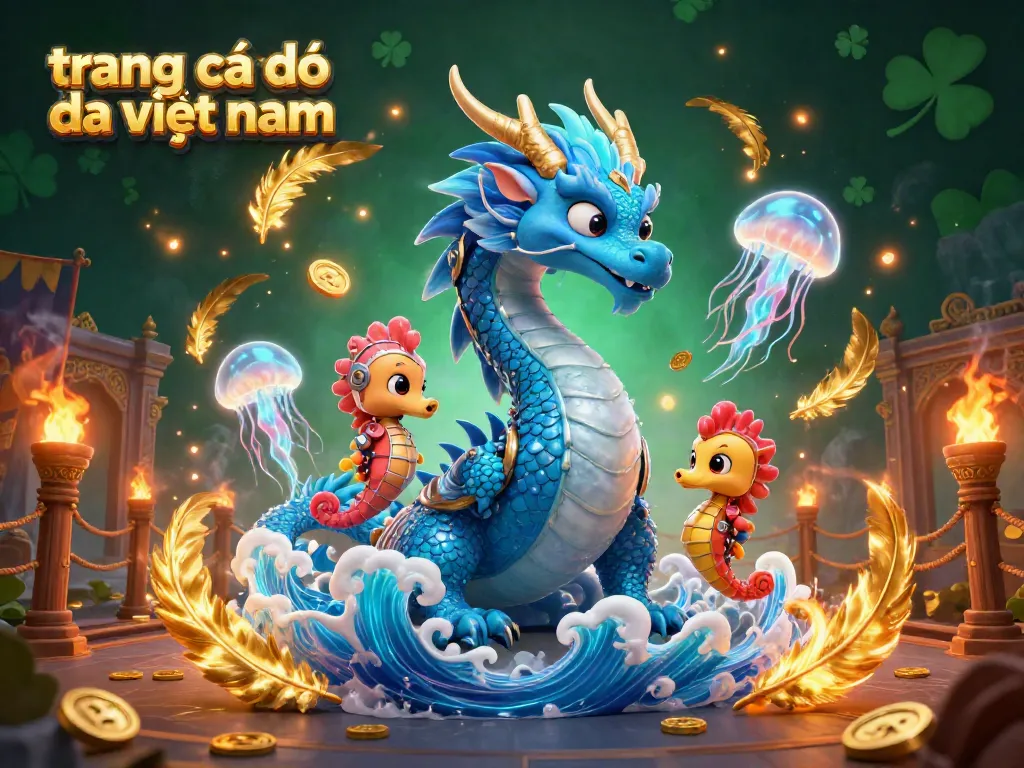 Trang cá độ bóng đá việt nam thể hiện các nhân vật rồng và ngựa biển trong đấu trường cá cược.
