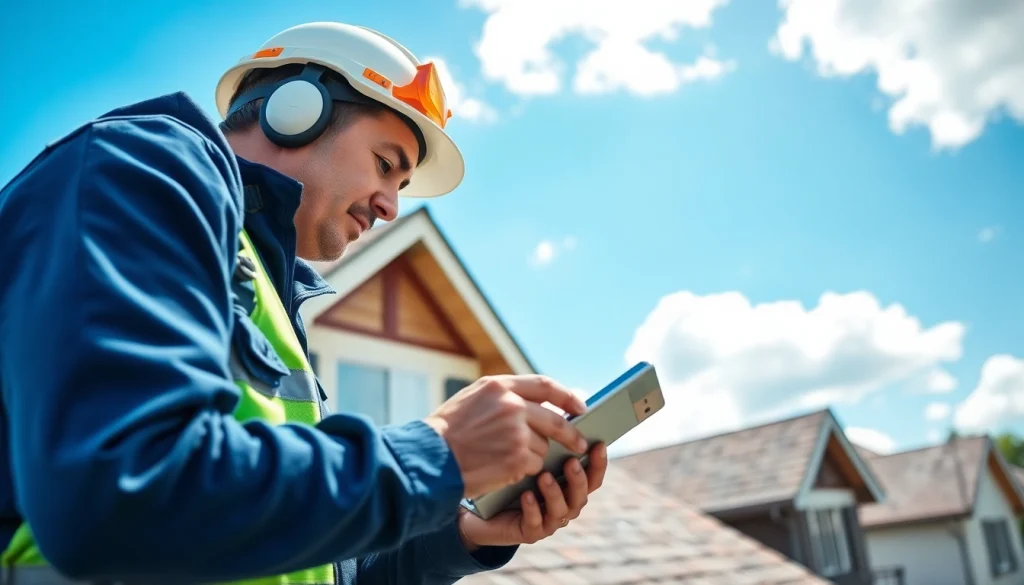 Evaluate Professional roofing services with a certified roofer assessing a residential roof.