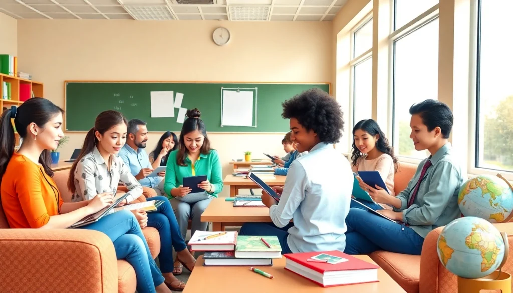 Engaged students collaborating in an inclusive Education setting filled with interactive materials.