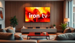 Watch engaging content on iron tv displayed in a modern living room setting.