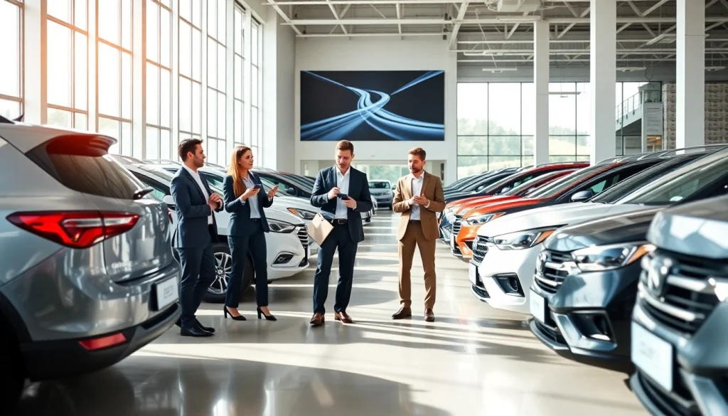 Explore options to Buy a car in a modern automotive showroom environment.