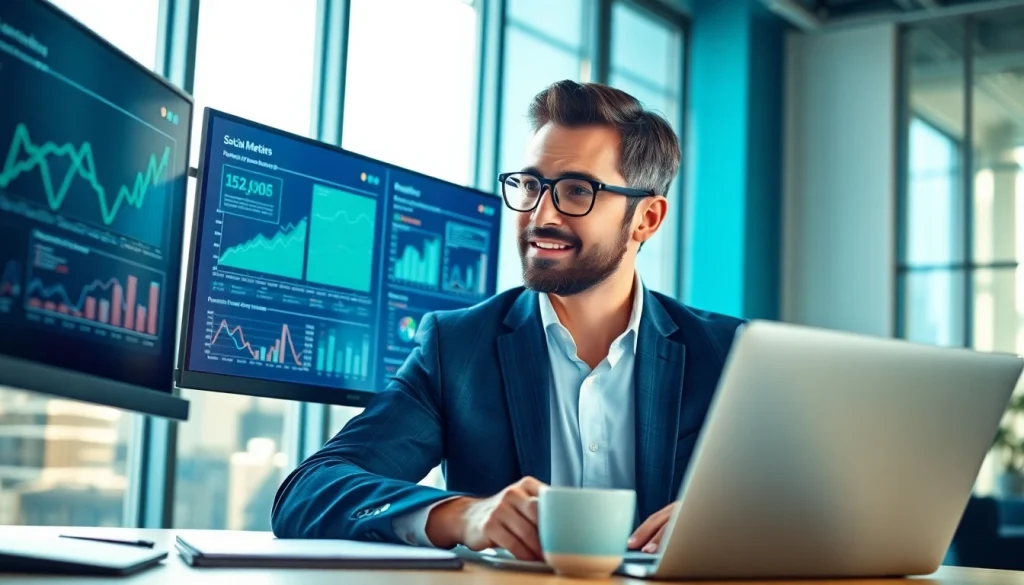 Analyze metrics for Instagram smm panel effectiveness in a high-tech office.