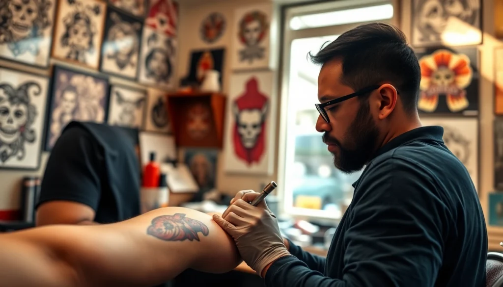 Experience the artistry at entrelagostattooartgallery.com with a professional tattoo artist at work.