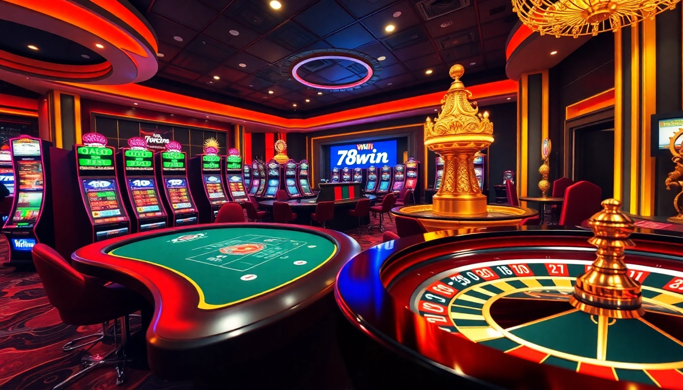 Experience the excitement of online gambling with 78win's luxurious casino visuals.