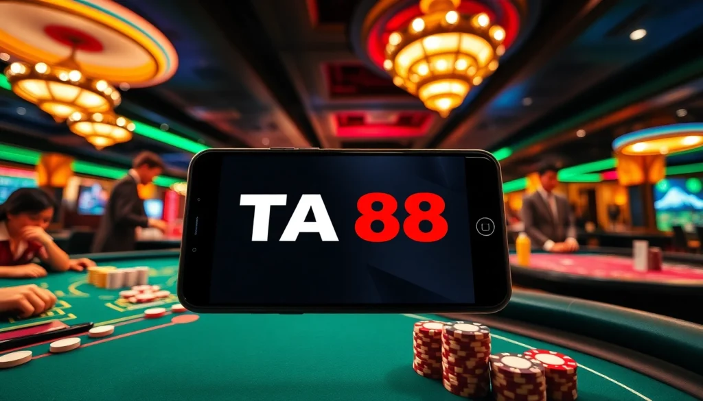 Experience the excitement of the TA88 app showcasing casino gaming and betting activities.