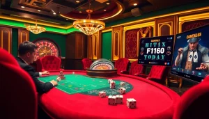 Gamblers enjoying high-stakes action at a luxurious casino table featured on https://f168.today/.